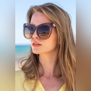 Le Specs Hidden Treasure Oversized Cat Eye Sunglasses Brown